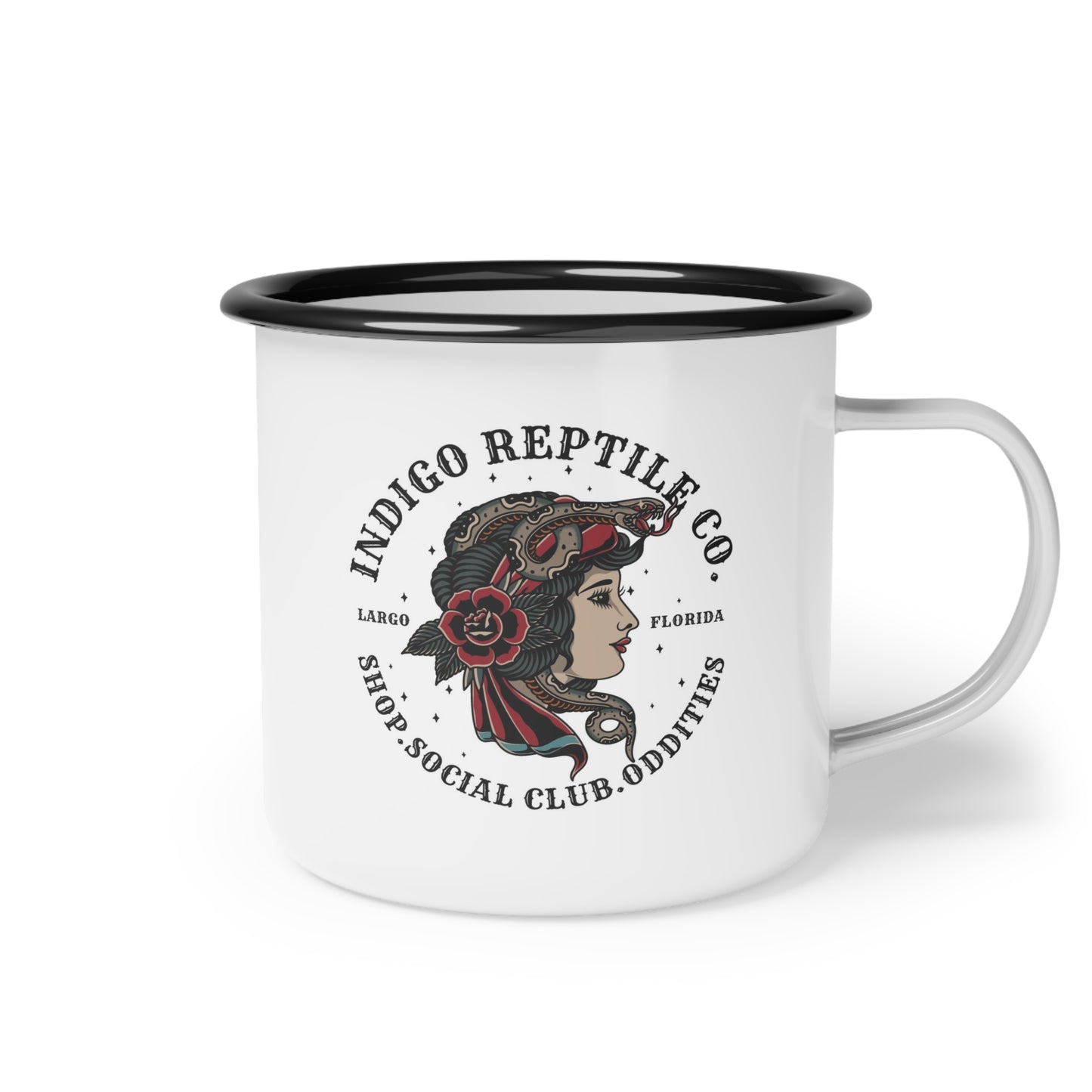 Enamel Camp Cup - Indigo Reptile Co Logo