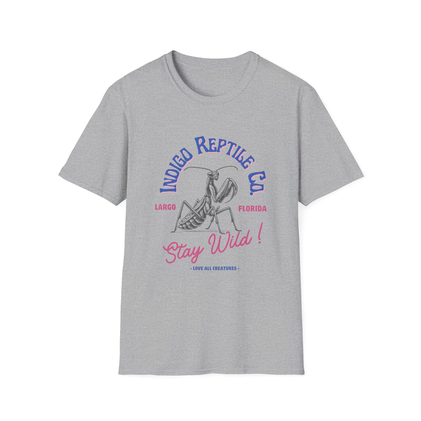 Unisex T-Shirt Indigo Reptile Co Stay Wild Praying Mantis Tee
