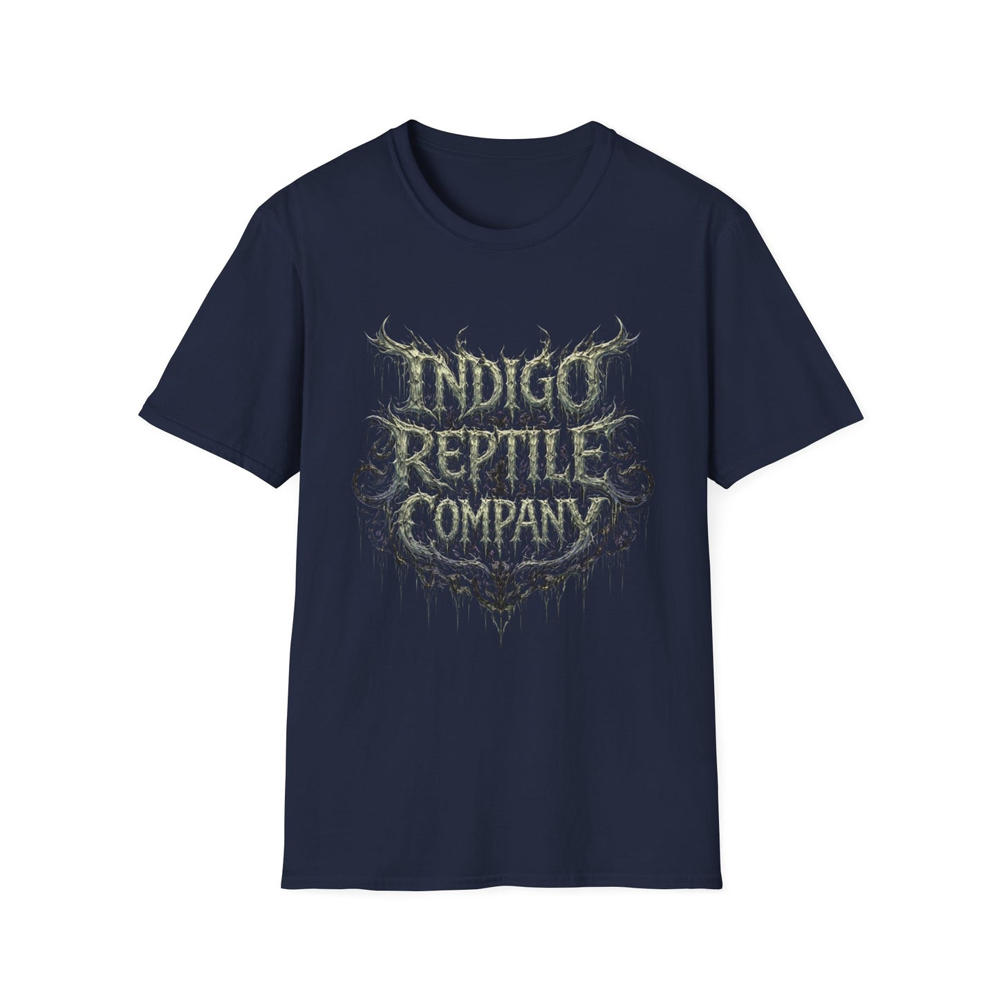 Indigo Reptiles Company Graphic Tee – Vintage Metal Style T-Shirt