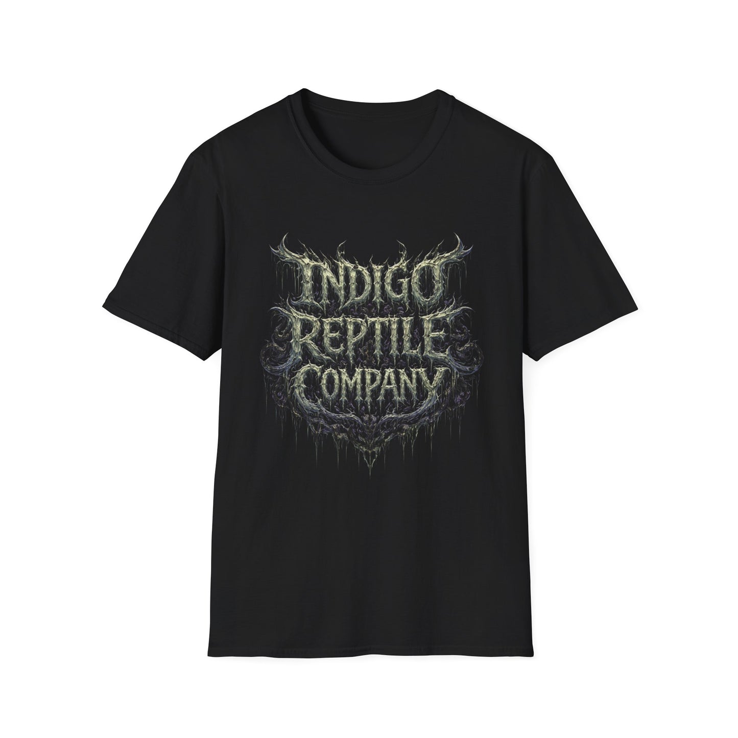 Indigo Reptiles Company Graphic Tee – Vintage Metal Style T-Shirt