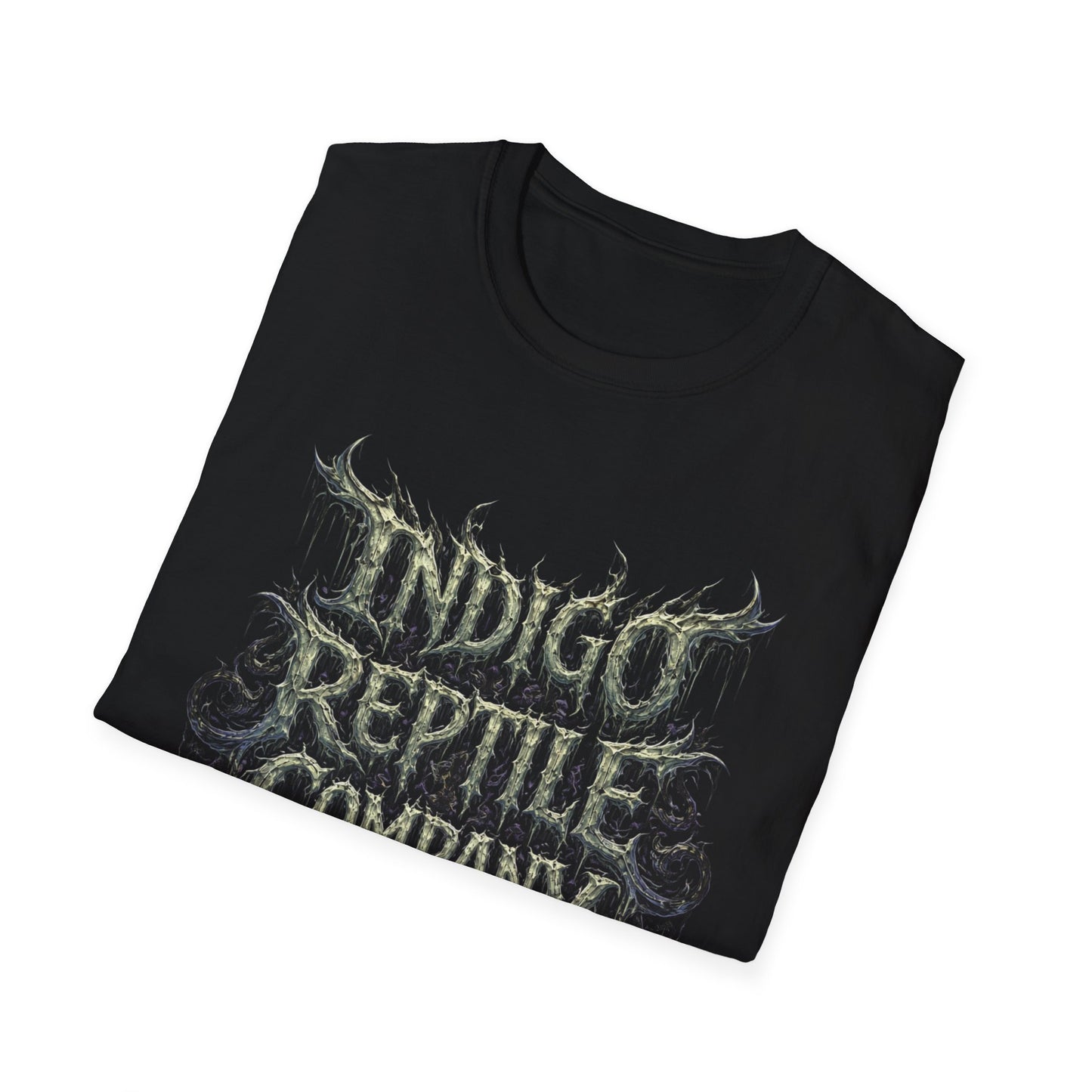 Indigo Reptiles Company Graphic Tee – Vintage Metal Style T-Shirt
