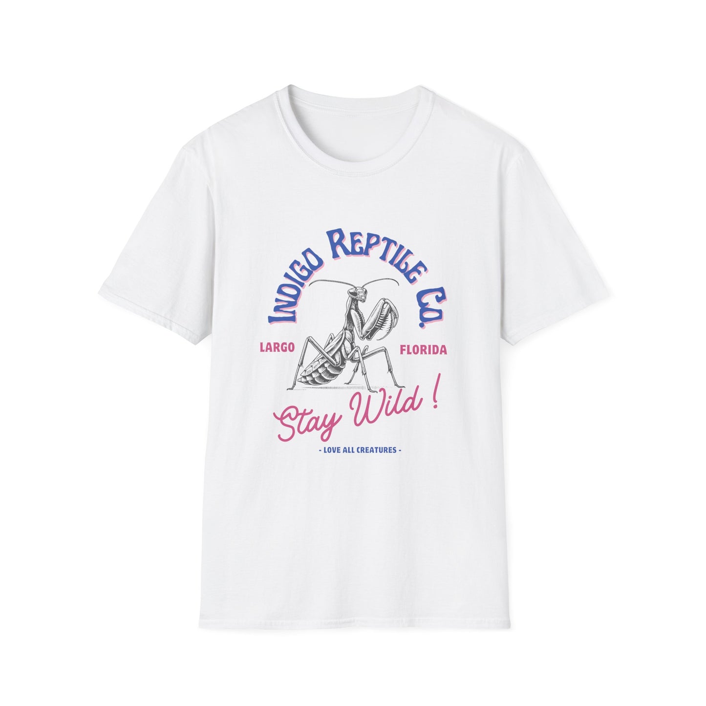 Unisex T-Shirt Indigo Reptile Co Stay Wild Praying Mantis Tee