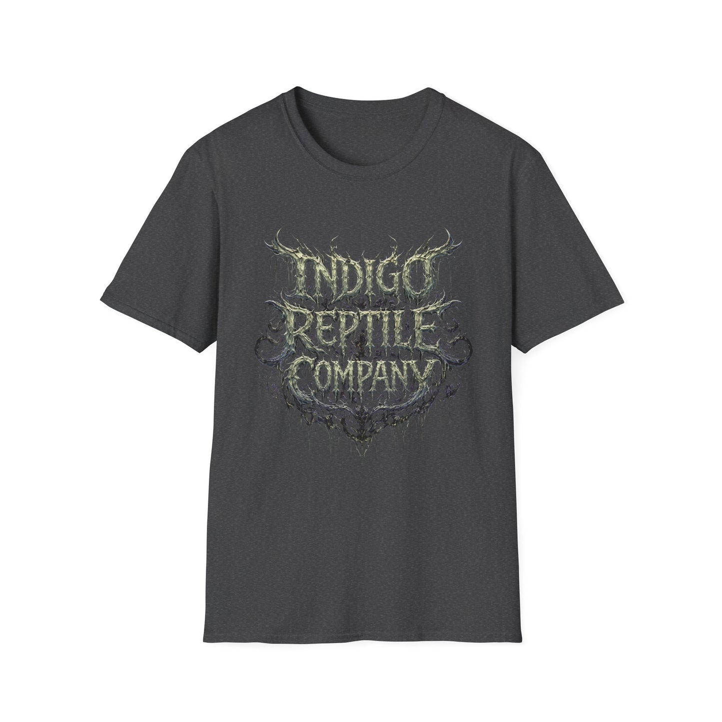 Indigo Reptiles Company Graphic Tee – Vintage Metal Style T-Shirt