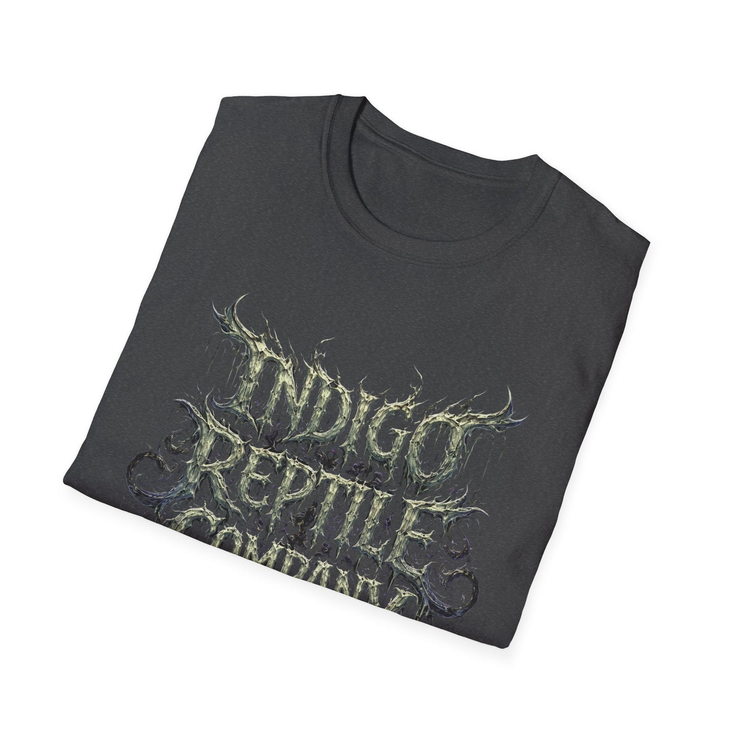 Indigo Reptiles Company Graphic Tee – Vintage Metal Style T-Shirt