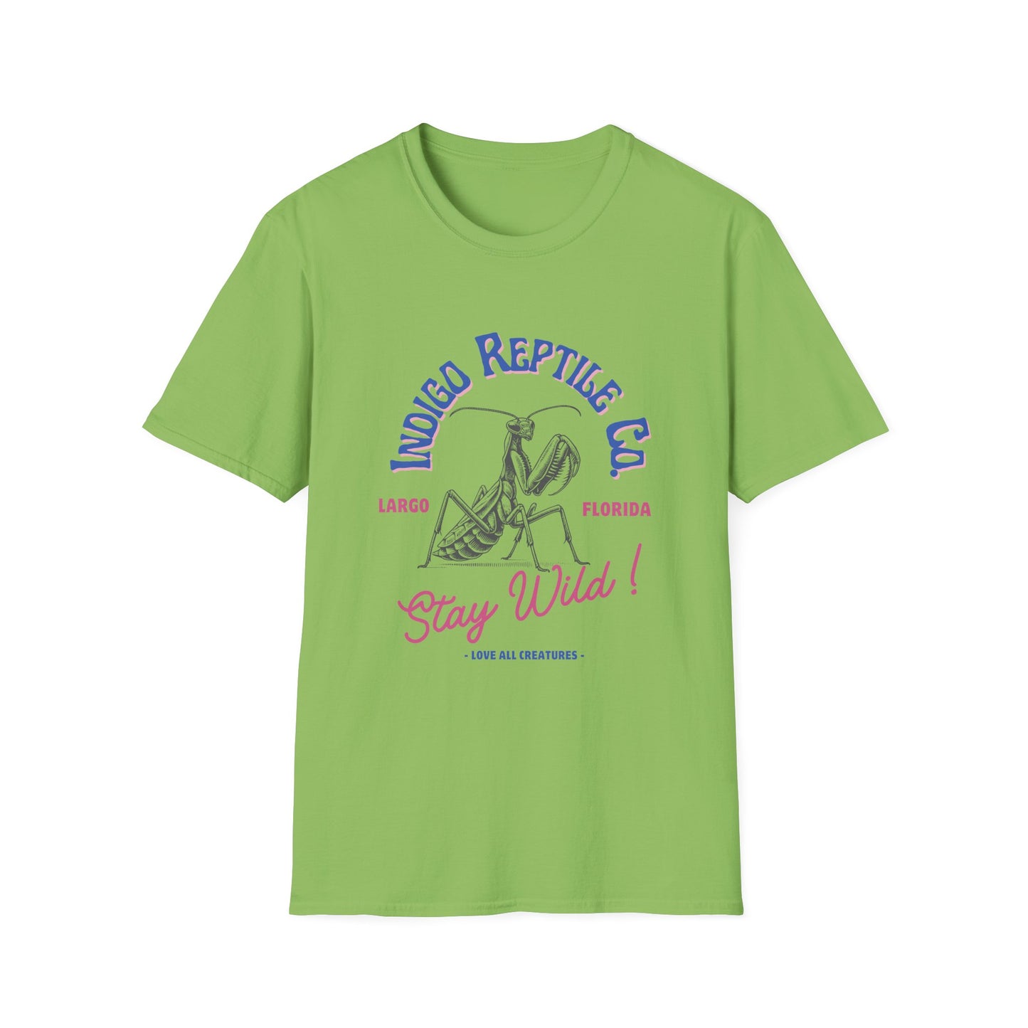 Unisex T-Shirt Indigo Reptile Co Stay Wild Praying Mantis Tee